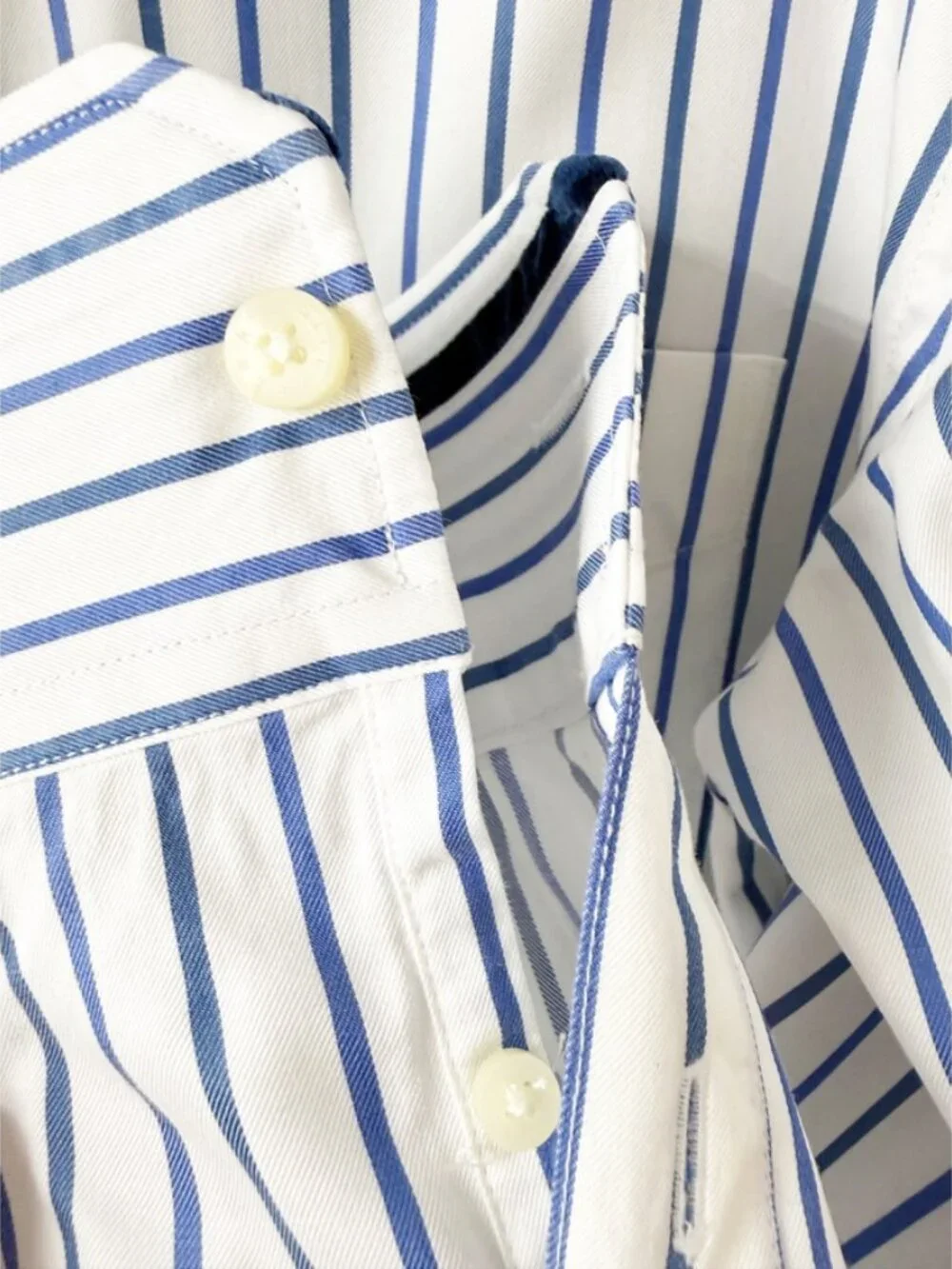 EZRA FITCH MENS S STRIPE LONG SLEEVE BUTTON FRONT DRESS SHIRT - Picture 6 of 12